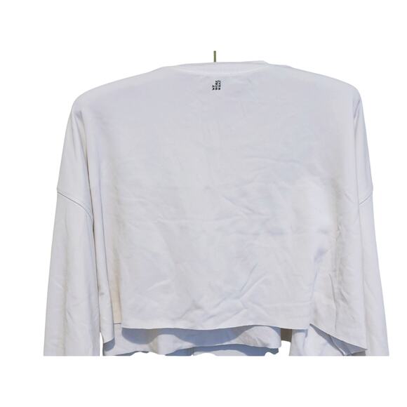 WeWoreWhat Cropped Raw Hem Thermal Sweatshirt Small White Stretch Lounge Minimal - Picture 7 of 9
